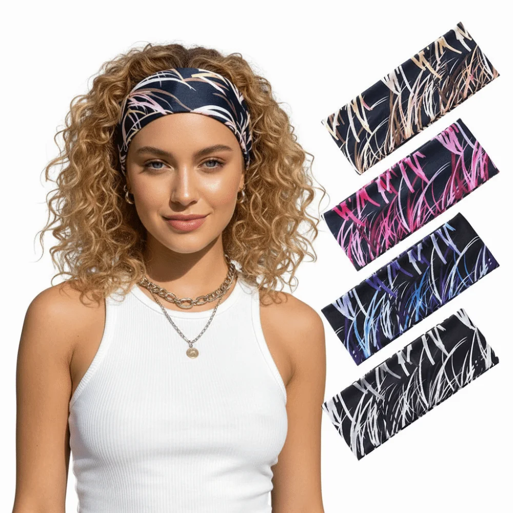 Graffiti Printed Yoga Headband Elastic Breathable Sport Hairband Sweat-absorbent Hair Accessories Women's Hairband Sports