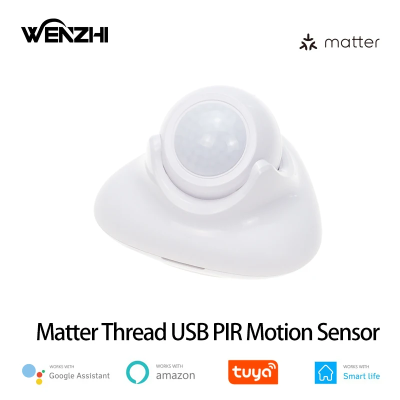 

Датчик движения Matter PIR Инфракрасный детектор движения человеческого тела USB 5 В/BatteryTuya Samrt Life Приложение Дистанционное управление Домашняя автоматизация