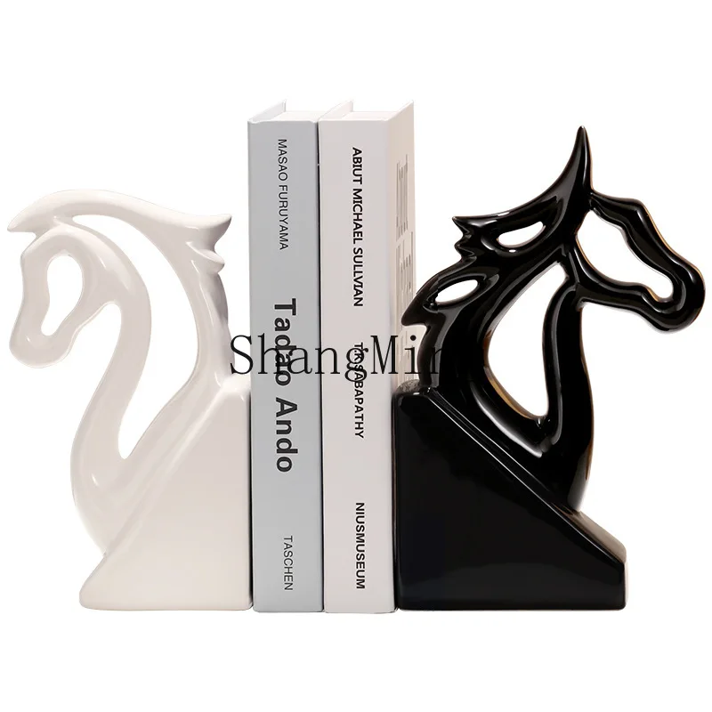 

PYH light luxury high-end horse bookend ornament study ceramic decoration horse to gongcheng desktop book stand