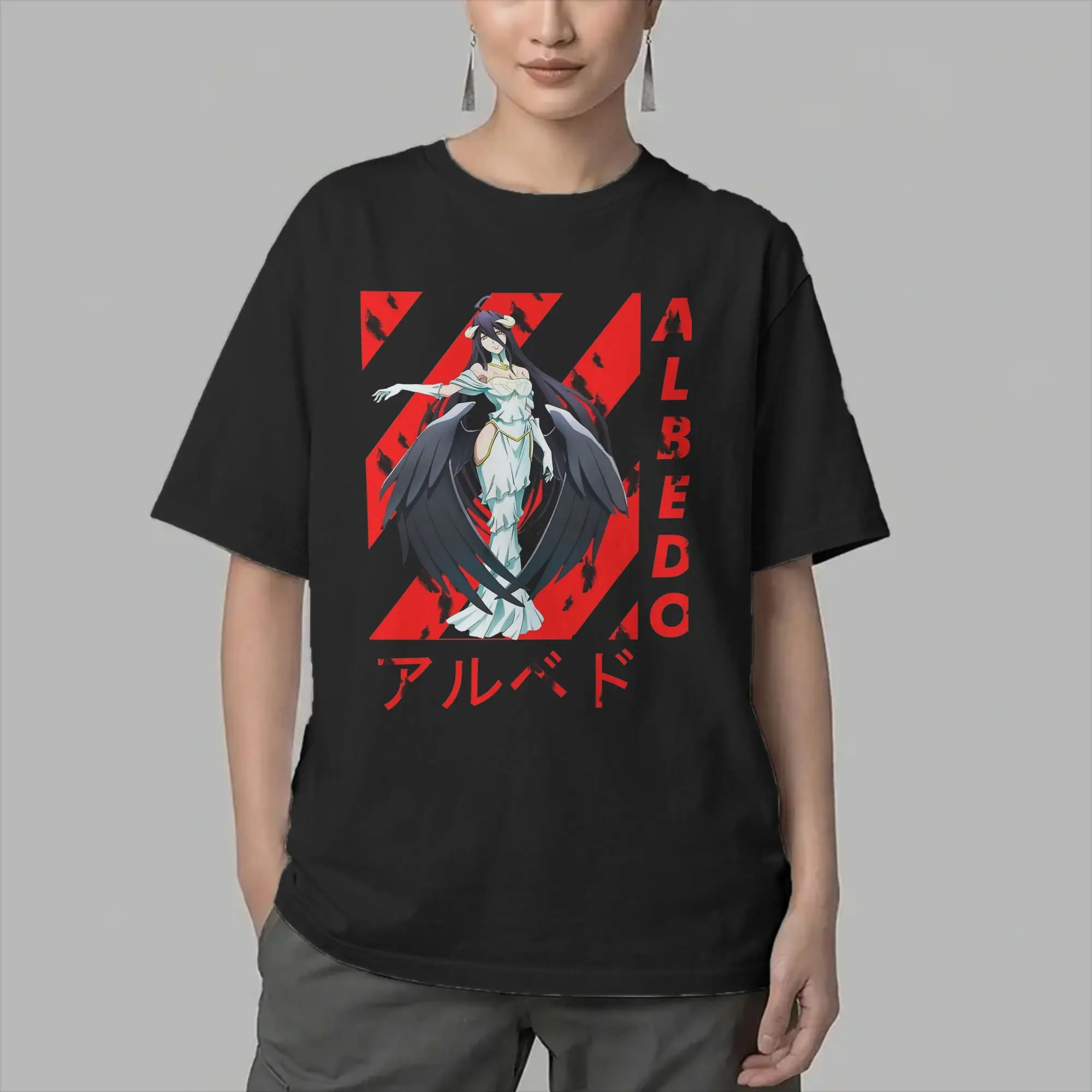 Albedo Overlords Anime T-Shirt Men  Funny 100% Cotton Tees O Neck Short Sleeve T Shirt Plus Size Tops