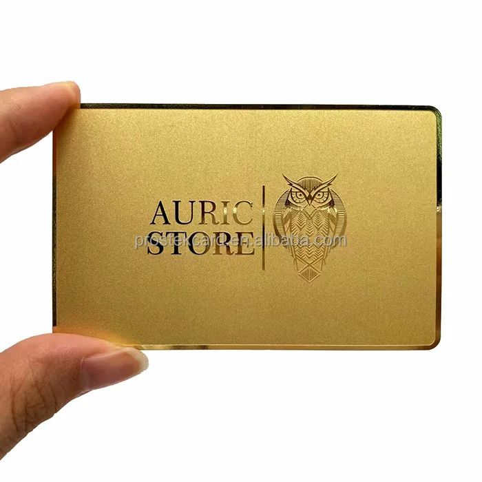 Customized query High End Customized Etch Golden Silver Mirror Metallic Card for Business