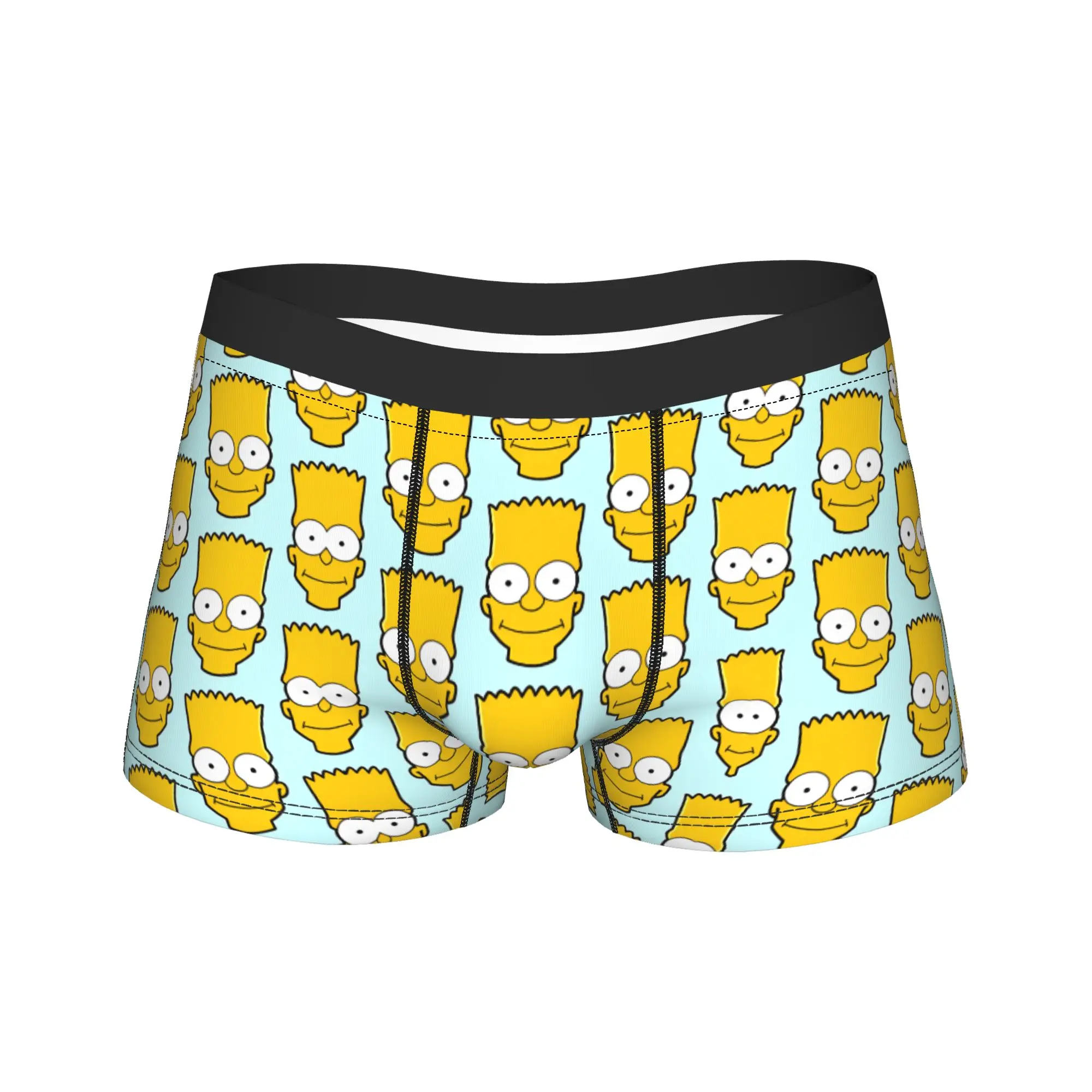 Bart S-Simpsons Head Repeat Pattern Underwear  Men Underpants Custom DIY Elastic Boxer Shorts Quality Shorts Briefs Plus Size