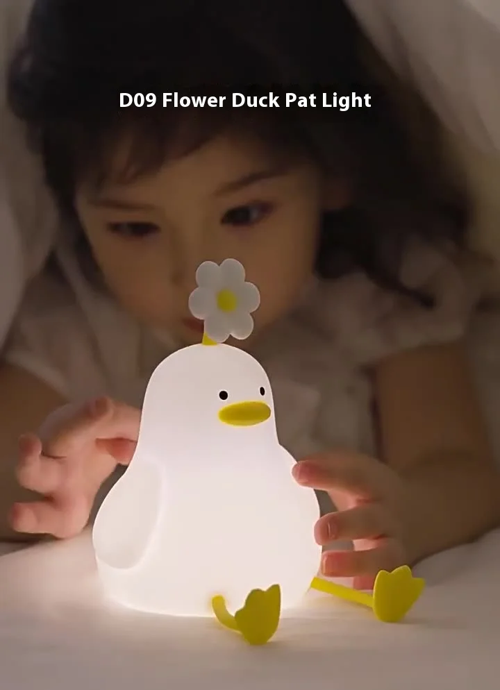 Daisy Duck Night Light, Silicone Tap Sensor Kids Bedside Lamp, Cute Eye-Protecting Nursery Sleep Light for Children
