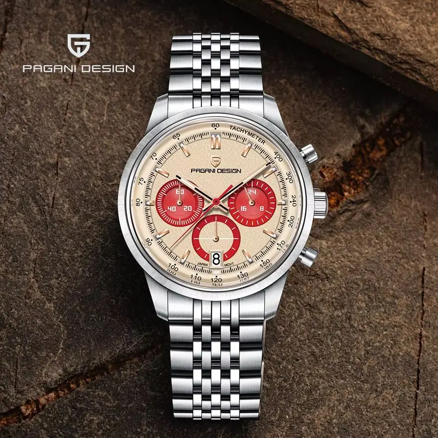 PAGANI DESIGN Men's Watches Retro Luxury Quartz Watch For Men Speed Chronograph Stainless steel 100M Waterproof Auto Date Watch