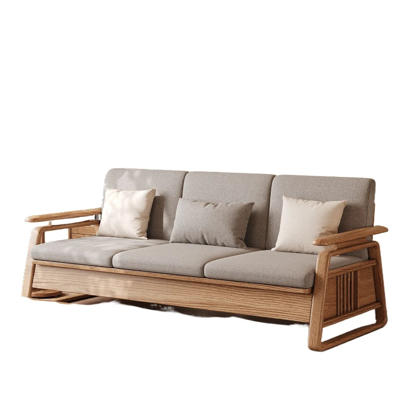 

Solid wood sofa 25 new winter and summer dual-purpose Nordic three-person storage modern simple ash wood