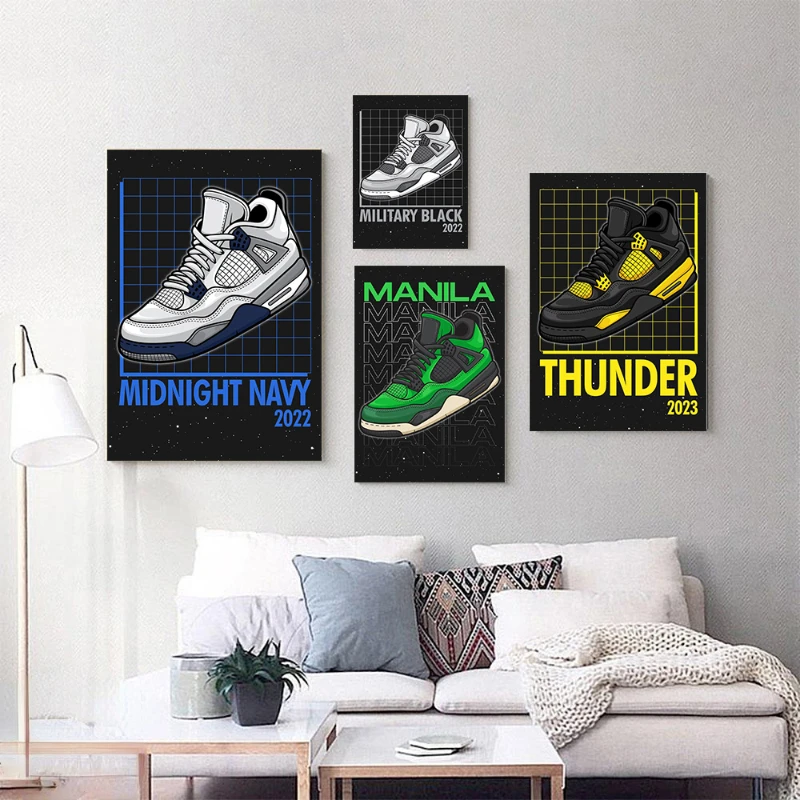 Canvas Prints Fashion Sneaker Poster Luxury Basketball Sport Shoes Painting Wall Art Picture for Boy Room Gift Home Decor Mural