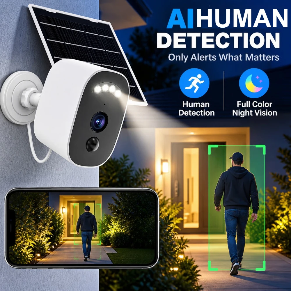 Jooan 5MP Solar Surveillance Camera Outdoor Wireless IP Camera Human Detection Two-way Audio Night Vision IP66 Home Protection - view 2