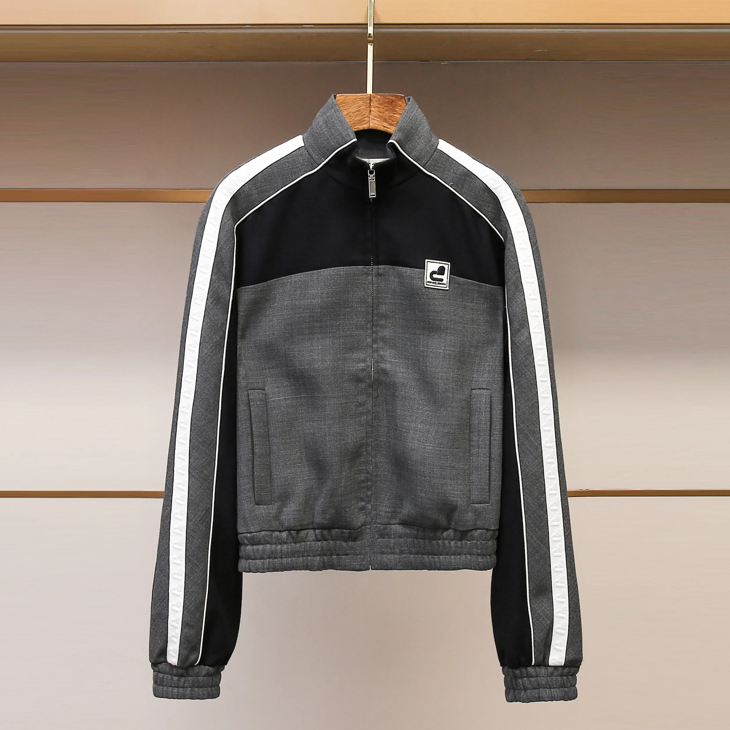 

Spor ort Jaet Women's Premium Faion Outerwear Autumn Winter New Sle Color Blo Collar Stand up Glowing Wind Coat