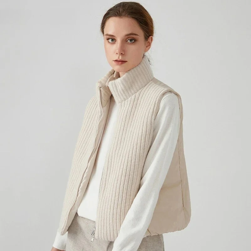 Stand Collar Autumn Winter Warm Sleeveless Jacket Fashionable Top 2026 New High-Quality Women White Duck Down Sweater Vest