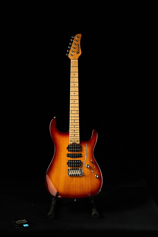 Censtar 24 Frets Electric Guitars with Roasted Mahogany Body and Maple Neck,Bone Nut,Coil Split Humbuckers Pickups