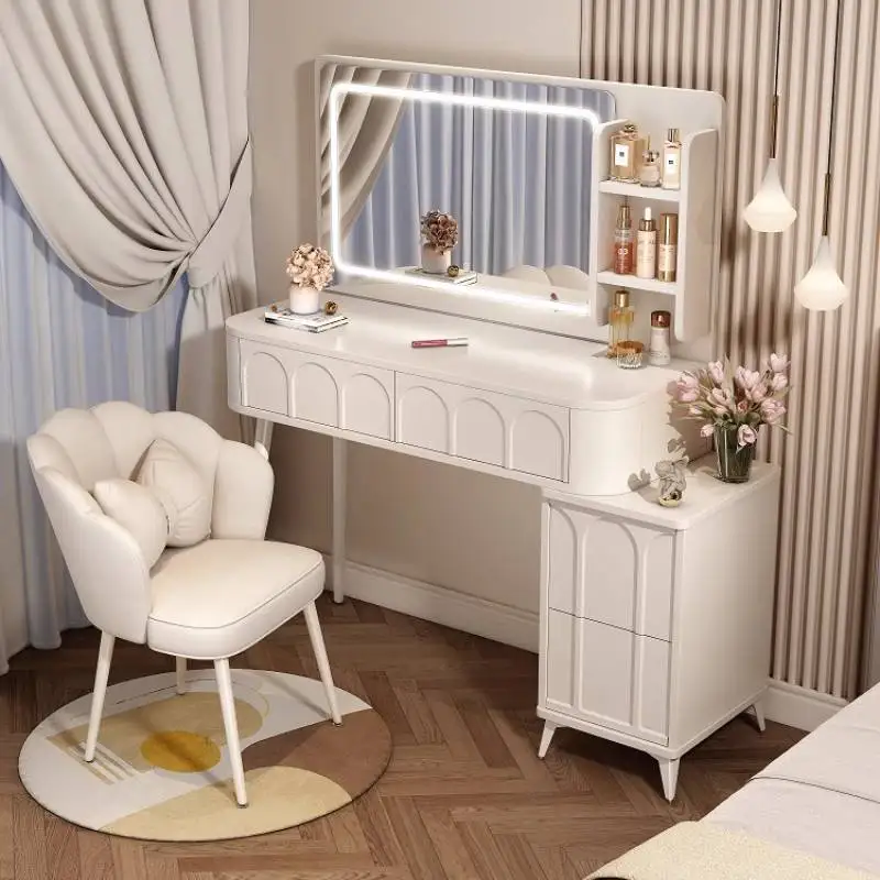 

Hidden Wooden Makeup Vanity Desk Huge Storage Mirror Europa Makeup Vanity Desk White Vintage Kaptafel Master Bedroom Furniture