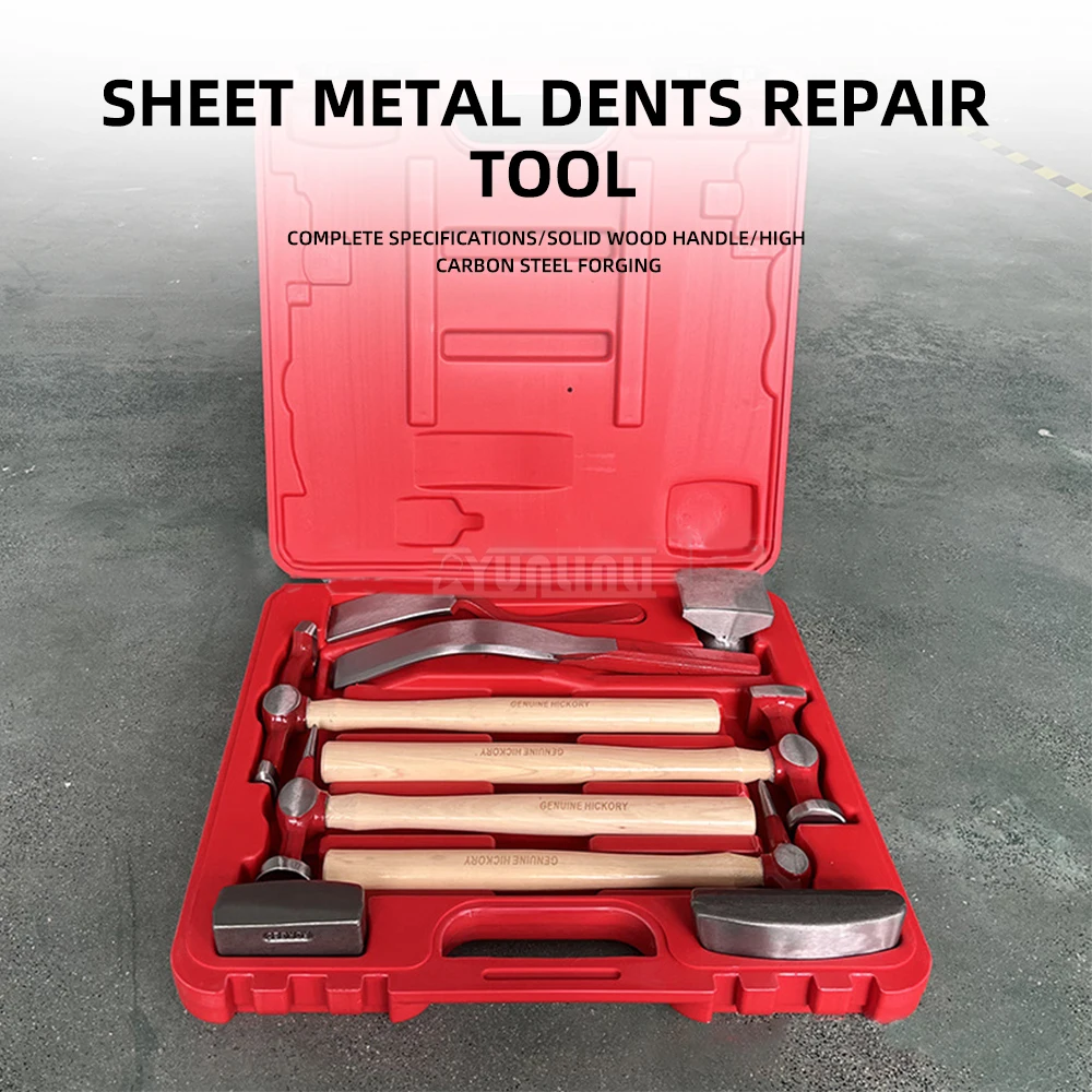 

9pcs Automotive sheet metal dent repair tool LT6394 Rim hammer round head flat metal sheeting punch pad iron backing plate