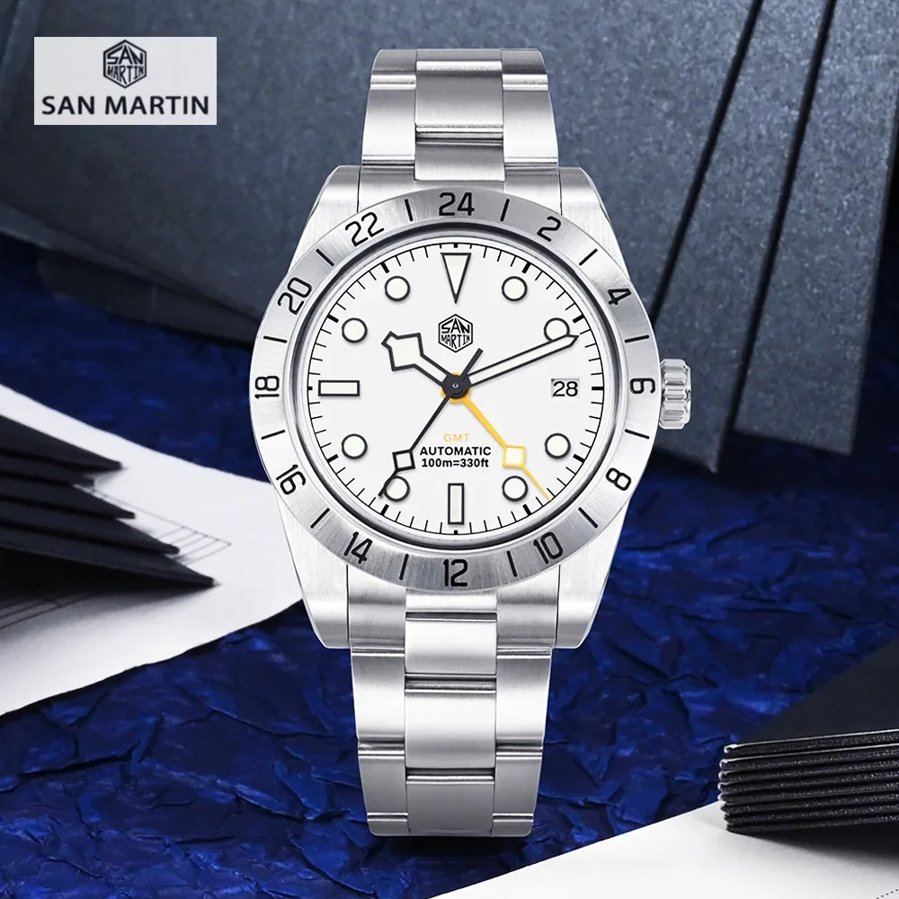 

San Martin New NH34 Automatic Mechanical GMT Watch Date Fashion Sport Watch Sapphire Luminous Waterproof 100M Man Watch Luxury