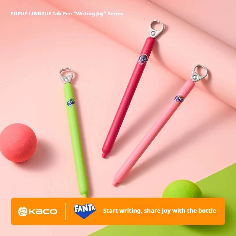 

KACO Fanta Co-branded POPUP Side Press Pull Ring Gel Pen,0.5mm Fine Tip Creative Decompression Ultra-Smooth Writing Stationery