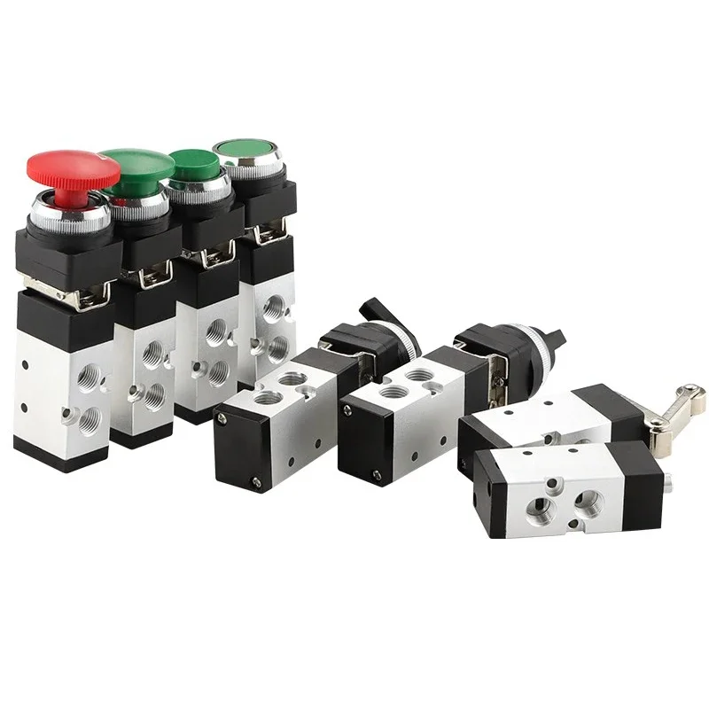 Pneumatic Mechanical Valve 2 Position 5 Way Manual Valve Air Switch Control Valve Push Button Momentary