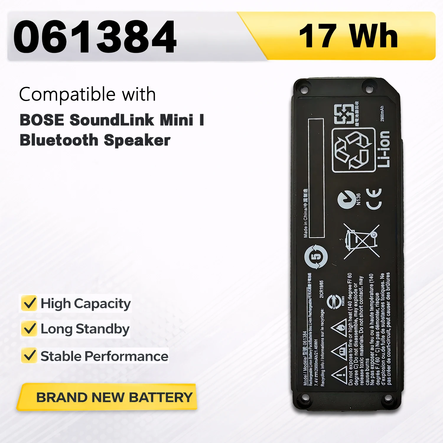 PowerHub 061384 7.4V 17Wh 2330mAh Replacement Speaker Battery For BOSE SoundLink Mini I Bluetooth Speaker 061385 061386 063404