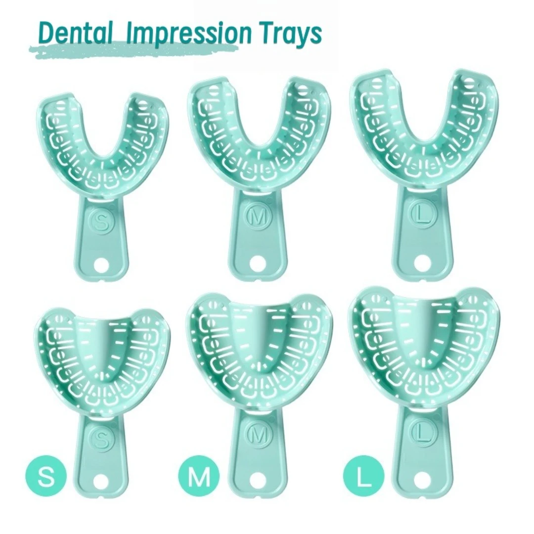 

6pcs Dental Impression Trays Disposable Dental Implant Trays Plastic Full Mouth Perforated Impression Tray Set Mold Tray 3Pairs