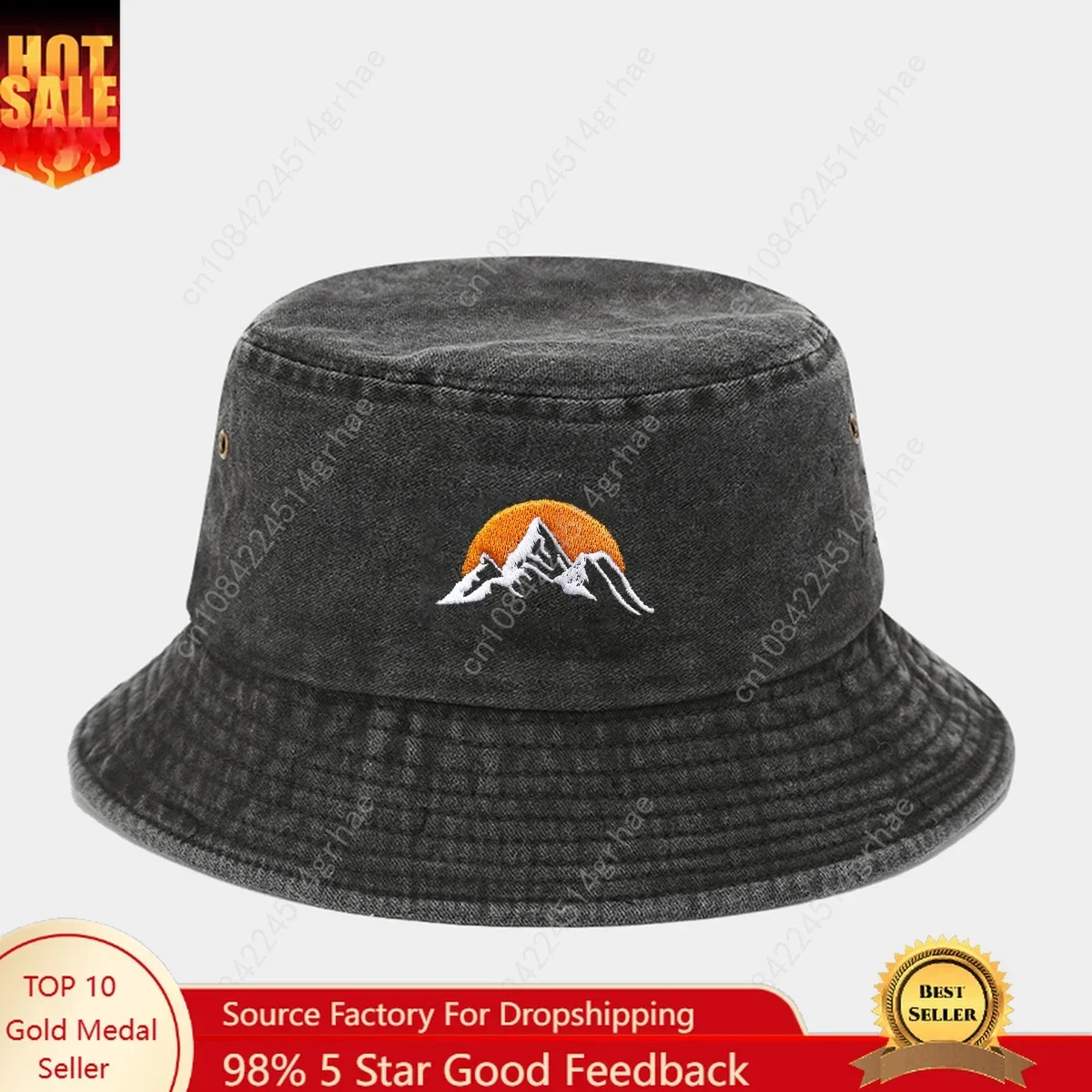 

1“sunrise” fashionable embroidered fisherman hat and sun hat that is environmentally friendly and suitable for both men