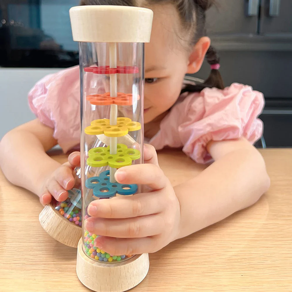 Immersive Rain Sound Effect Stick ritm Shaker Stick antipioggia tubo di plastica in legno bambini educazione precoce giocattolo musicale colorato Rainmaker