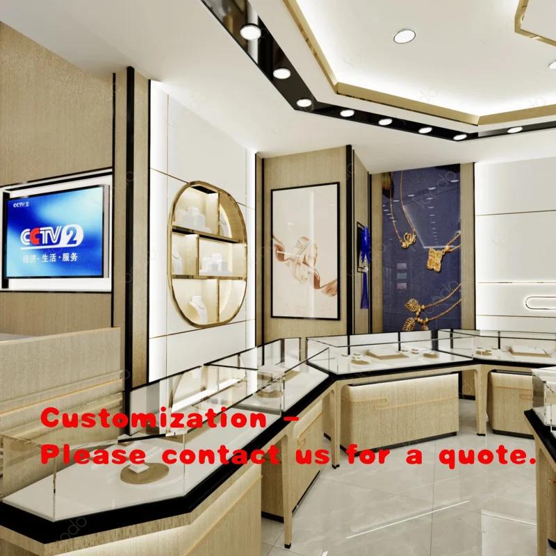 custom.Sundo Custom LED Lighting Gold Glass Display Counter Cabinet Interior Design Furniture Jewelry Shop Showcases