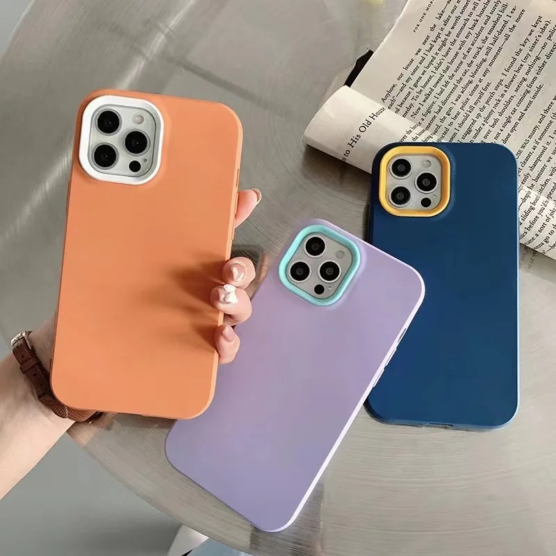 3 In 1 Detachable Luxury Matte Phone Case For IPhone 14 13 11 12 Pro Max Mini XR XS Max X 7 8 Plus SE 2020 Liquid Silicone Cover