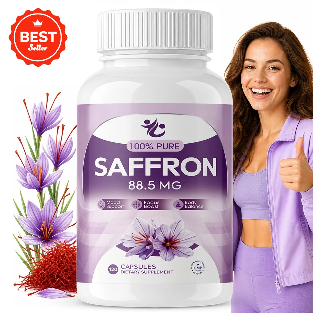 Saffron Capsules 88.5 mg – Pure Saffron Extract for Wellness, Energy Support & Focusz, Daily Health Supplement for Men & Women