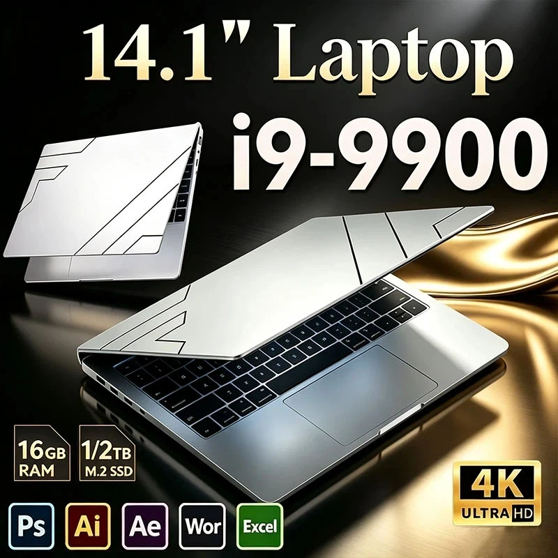 New Ultra Slim 14.1 Inch Windows 11 Laptop 32GB RAM 512GB 1TB SSD Intel I9-9900 1920*1080 HD Screen Gaming Office Notebook PC