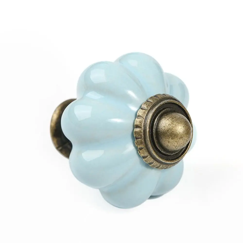 Retro Single Hole Ceramic Pumpkin Handle Round Vintage Cabinet Knob European Style Door Pull Handles Furniture