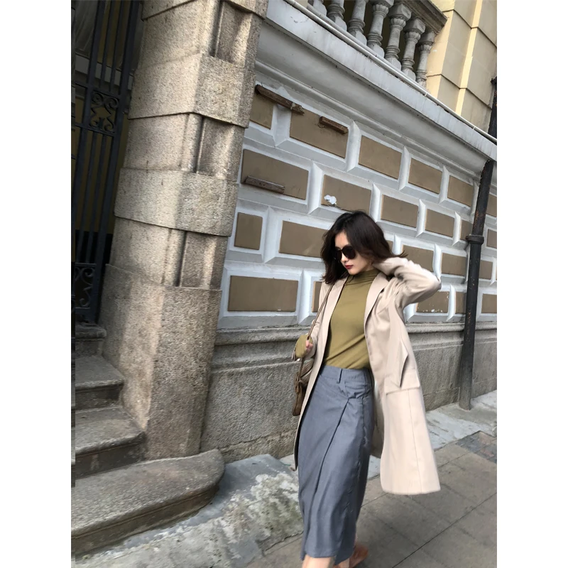 

Юбка миди Ele в стиле Deep Space, оригинальный дизайн, ретро-стиль, весенняя женская модная юбка миди из смесовой шерсти