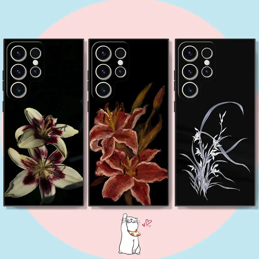 Case for Samsung Galaxy S26 Note 20 Ultra 8 9 10 S20 S23 S10 S9 S25 Ultra S21 FE S24 Plus Funda Phone Cover Lily Orchid Flower