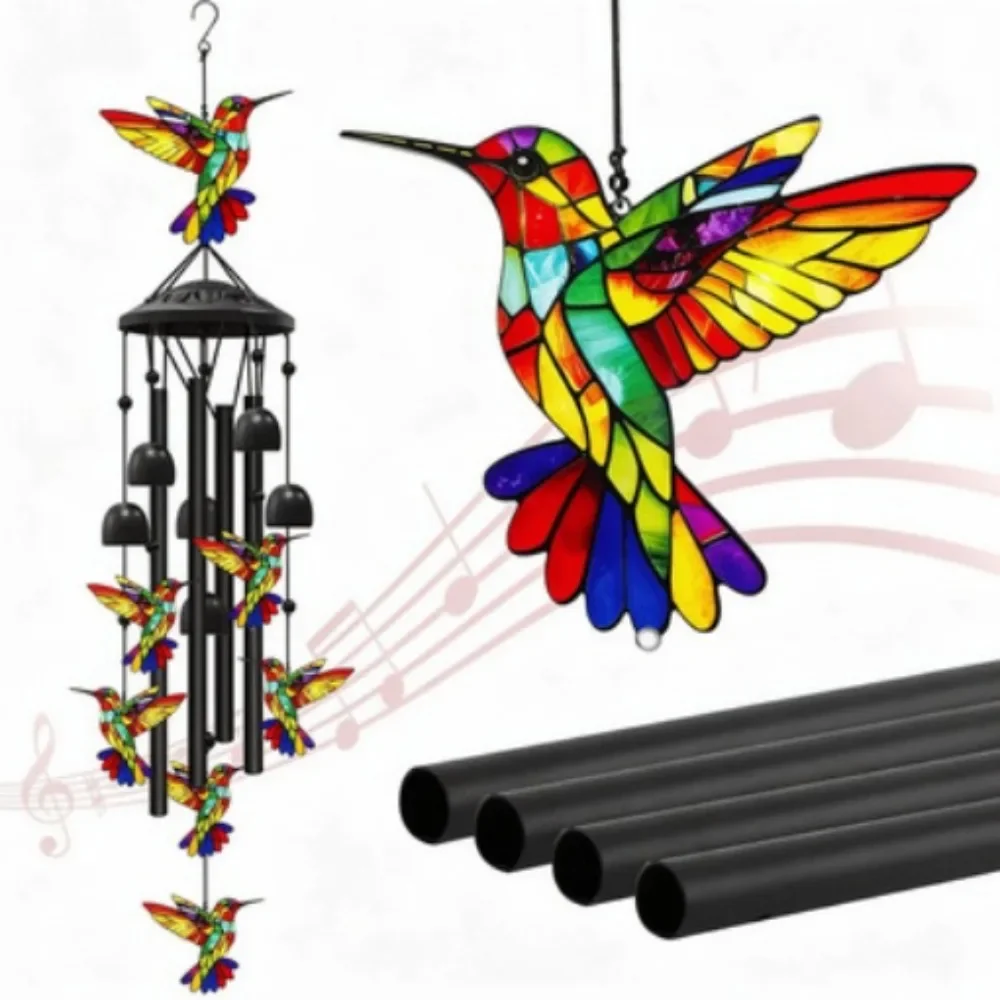 Elegant Metal Wind Chime Durable Painted Ornament Hummingbird Wind Chime Premium Metal Soft Ringing Sound Wind Catcher