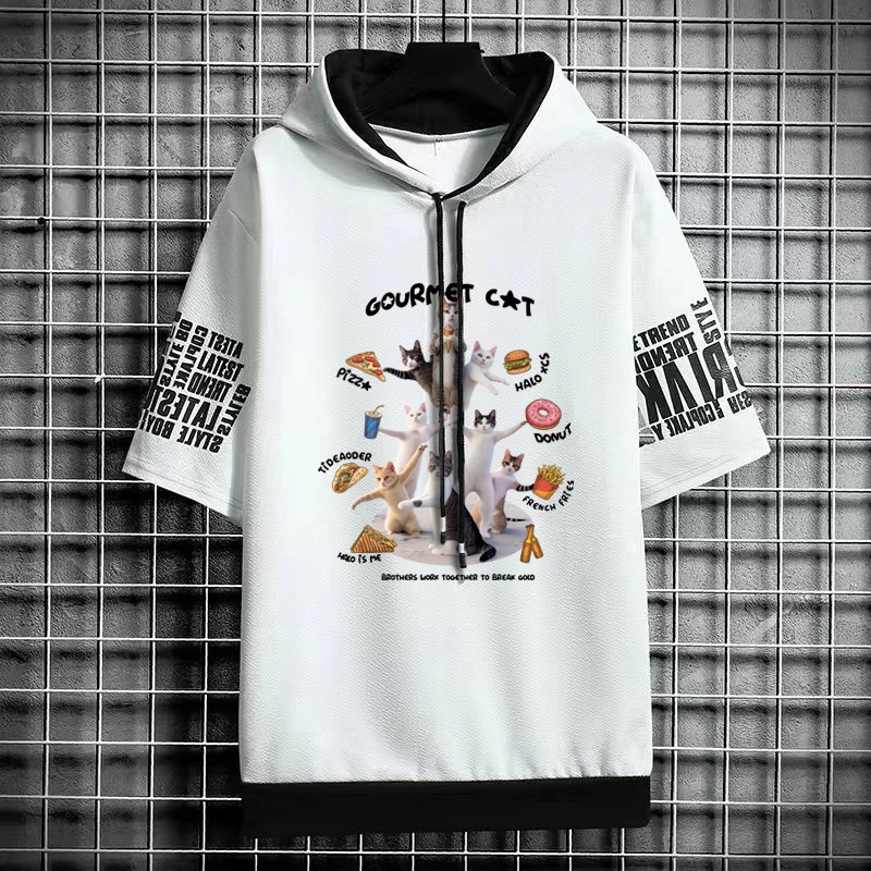 Weekend Party Cat Graphic T-shirt 2025 Summer Men's Hoodie Top Women clothes Children's Short Sleeve T-shirt Harajuku Streetwear