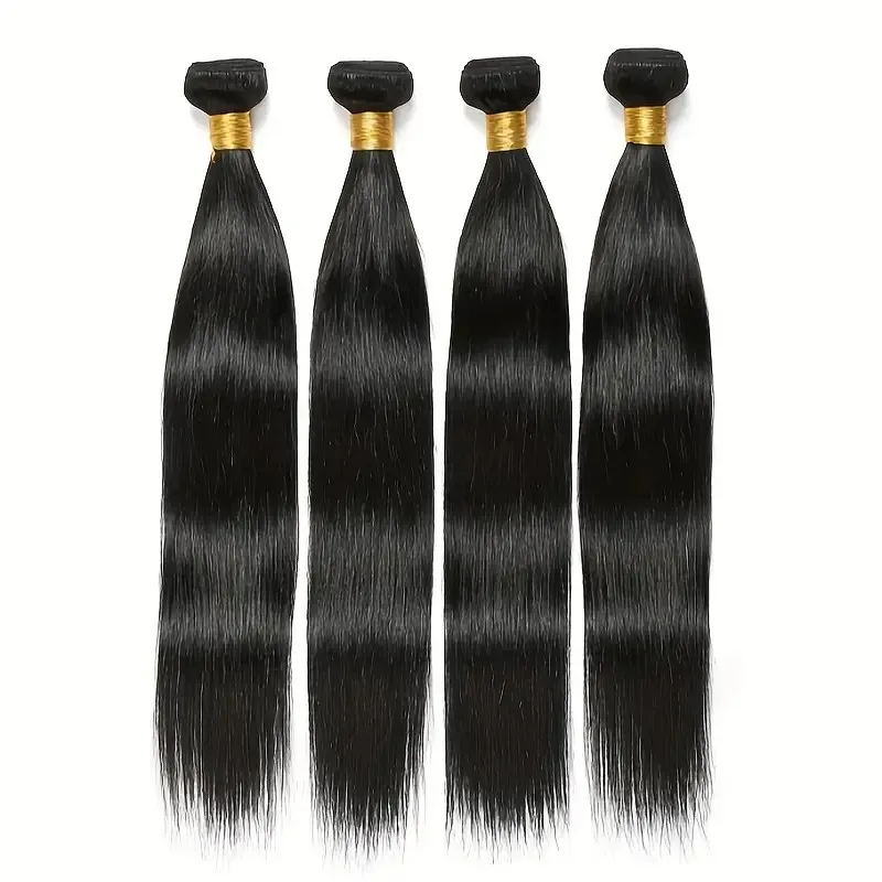 

Прямые пучки человеческих волос Натуральные черные 100% необработанные девственные волосы 1/3/4, пучки бразильских человеческих волос 14-30 дюймов