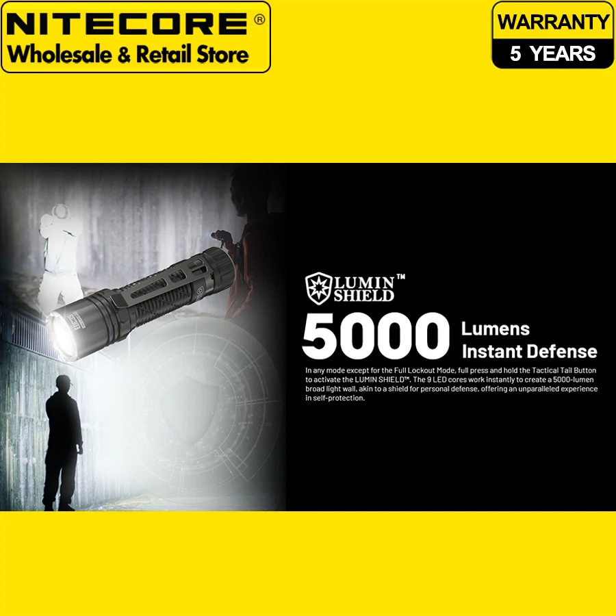 5000 Lumens NITECORE EDC35 Tactical EDC Flashlight Built-in 6,000mAh 21700 Li-ion Battery