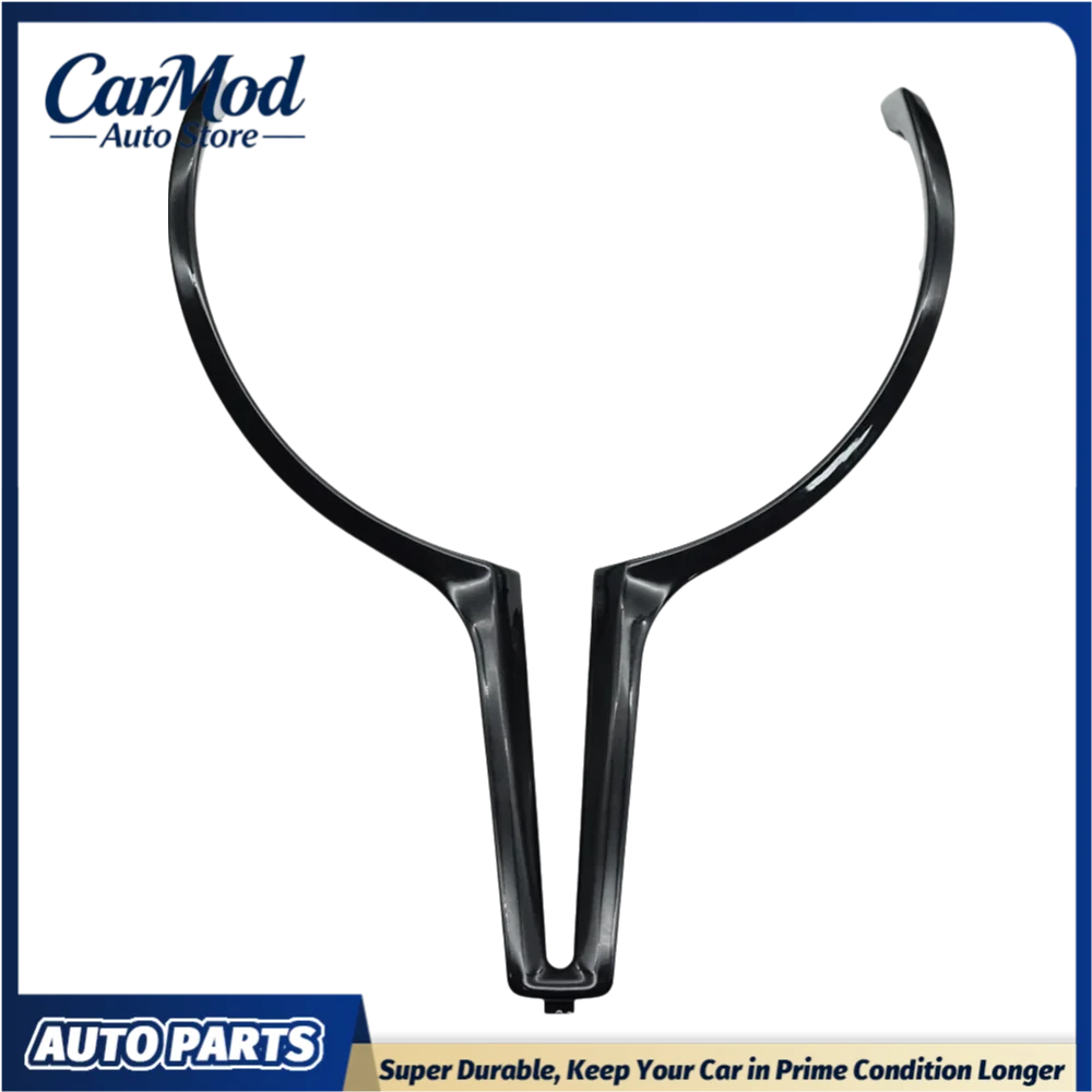 

Gloss Black "Steel Fork" Horn Button Trim for BMW M-Sport Steering Wheel, "Dingzi" Carbon Fiber Look Frame Cover for F Series M2