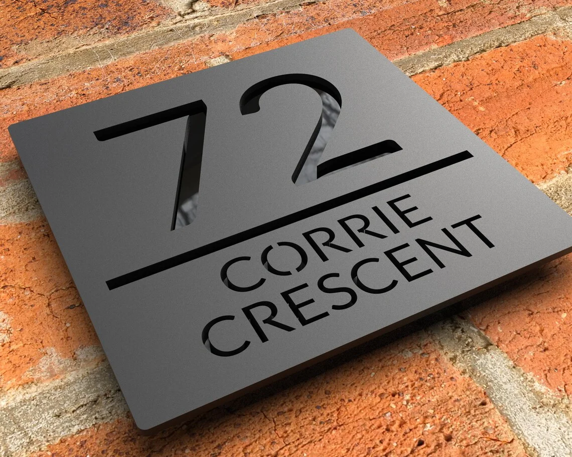 Custom Square Door Sign Acrylic Floating House Number Personalized Address Plaque Street Family Name Plates Gold Sliver Mirror image 2
