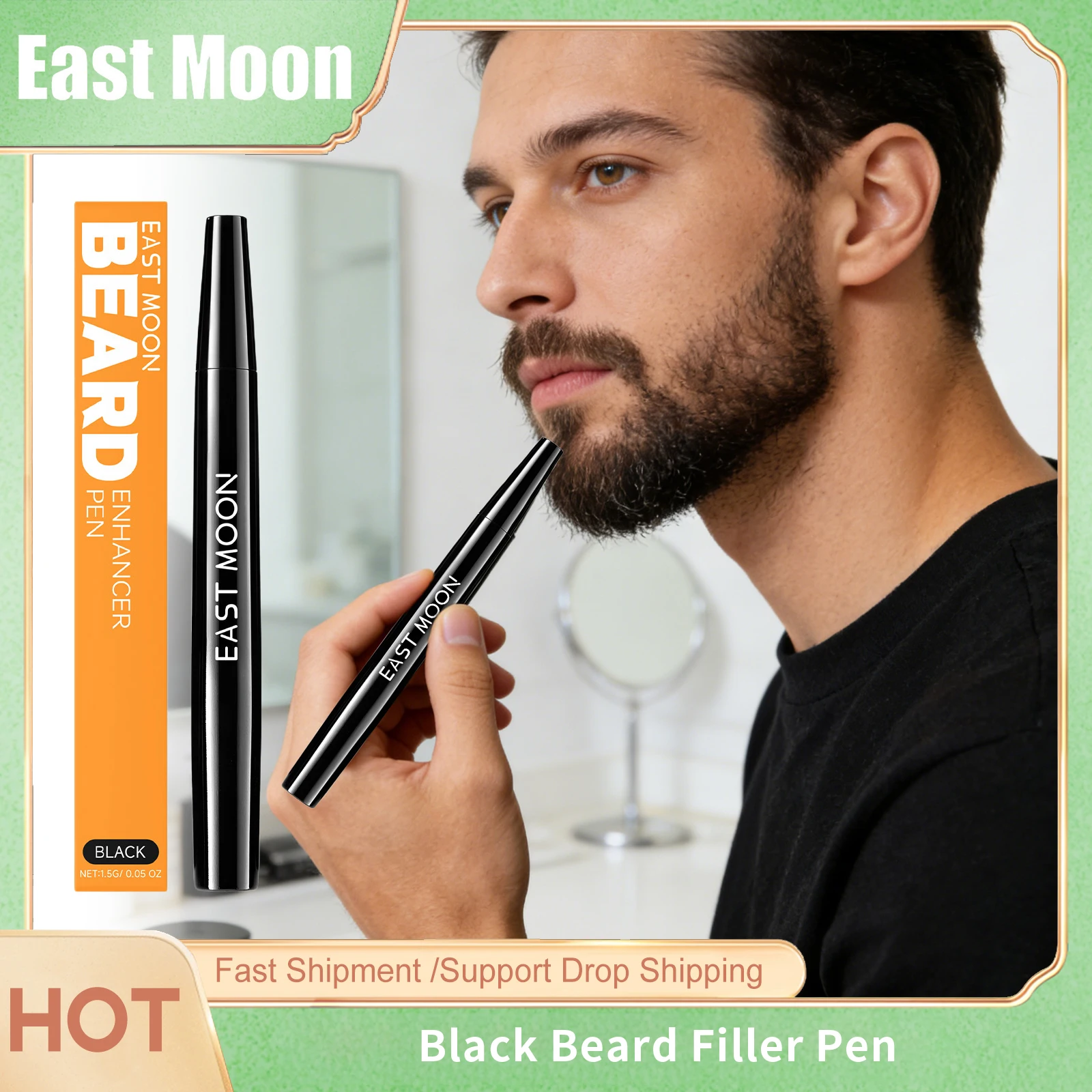 

East Moon Man Black Beard Filler Pen Improving Enhancer Lasting Shaping Coloring Moustache New Natural Color Beard Dyeing Pens