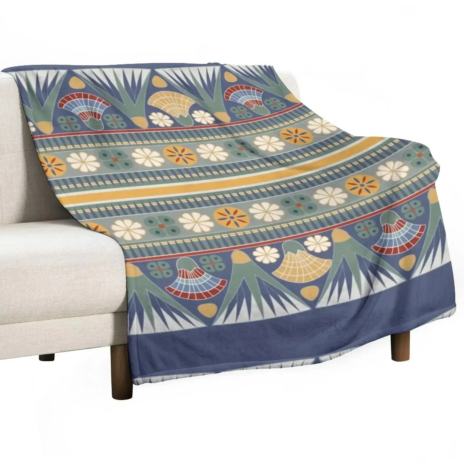 

Classic ancient Egyptian Lotus frieze Throw Blanket halloween Blankets For Bed Soft Blankets