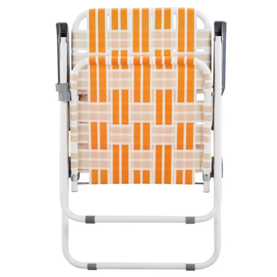 

Set of 2 Webbed Folding Beach Chairs Outdoor Patio Lawn Foldable Chairs for Camping Fishing Yard Poolside BBQ Orange White