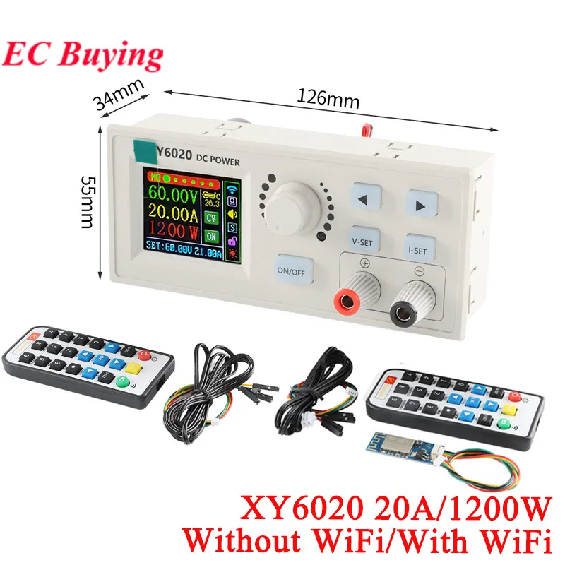 

XY6020 WIFI 20A/1200W Регулируемый стабилизированный источник питания постоянного тока с постоянным напряжением и током, модуль понижающего преобразователя