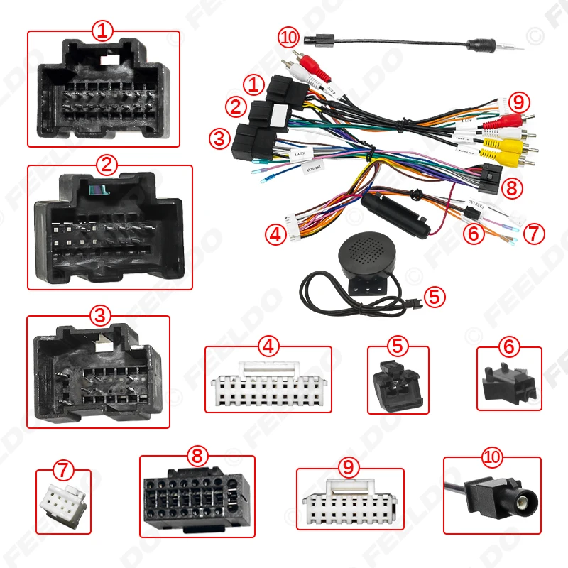 FEELDO Car 16pin Android Audio Wiring Harness For Chevrolet Silverado/Sierra /Traverse(11~17) Aftermarket