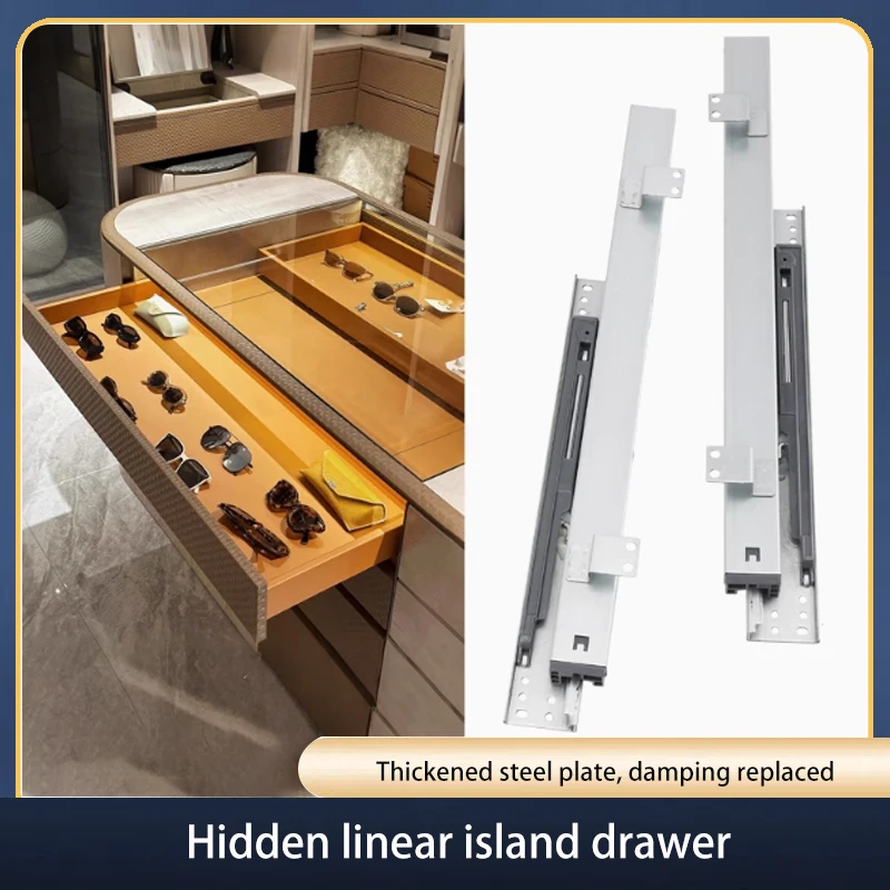 

Folding Pull-Out Bottom Mounted Linear Track Jewelry Cabinet Display Cabinet Hidden Pull-Out Drawer Cabinet Linear Track Slide