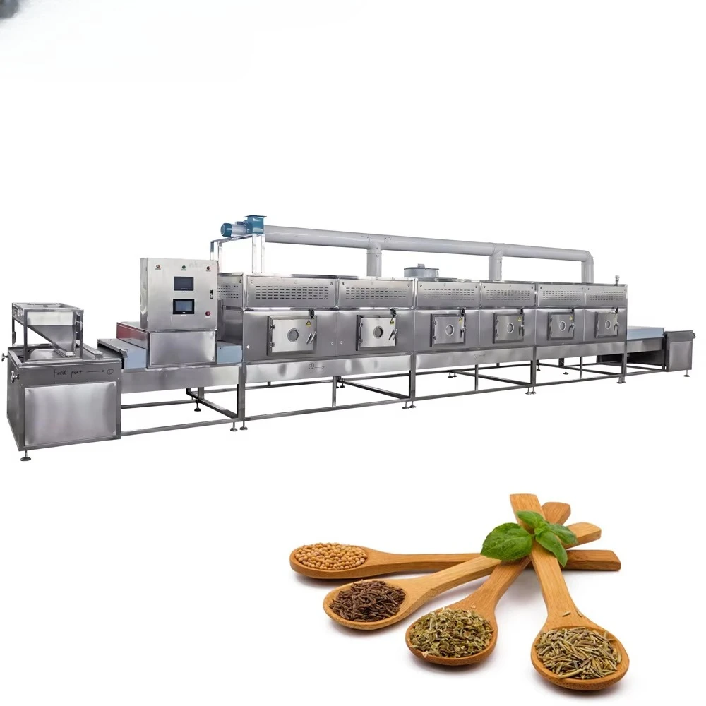 مجفف ميكروويف من الفولاذ المقاوم للصدأ من Tunnel - معدات ماكينة تجفيف مسحوق الفلفل الحار عالي الكفاءة