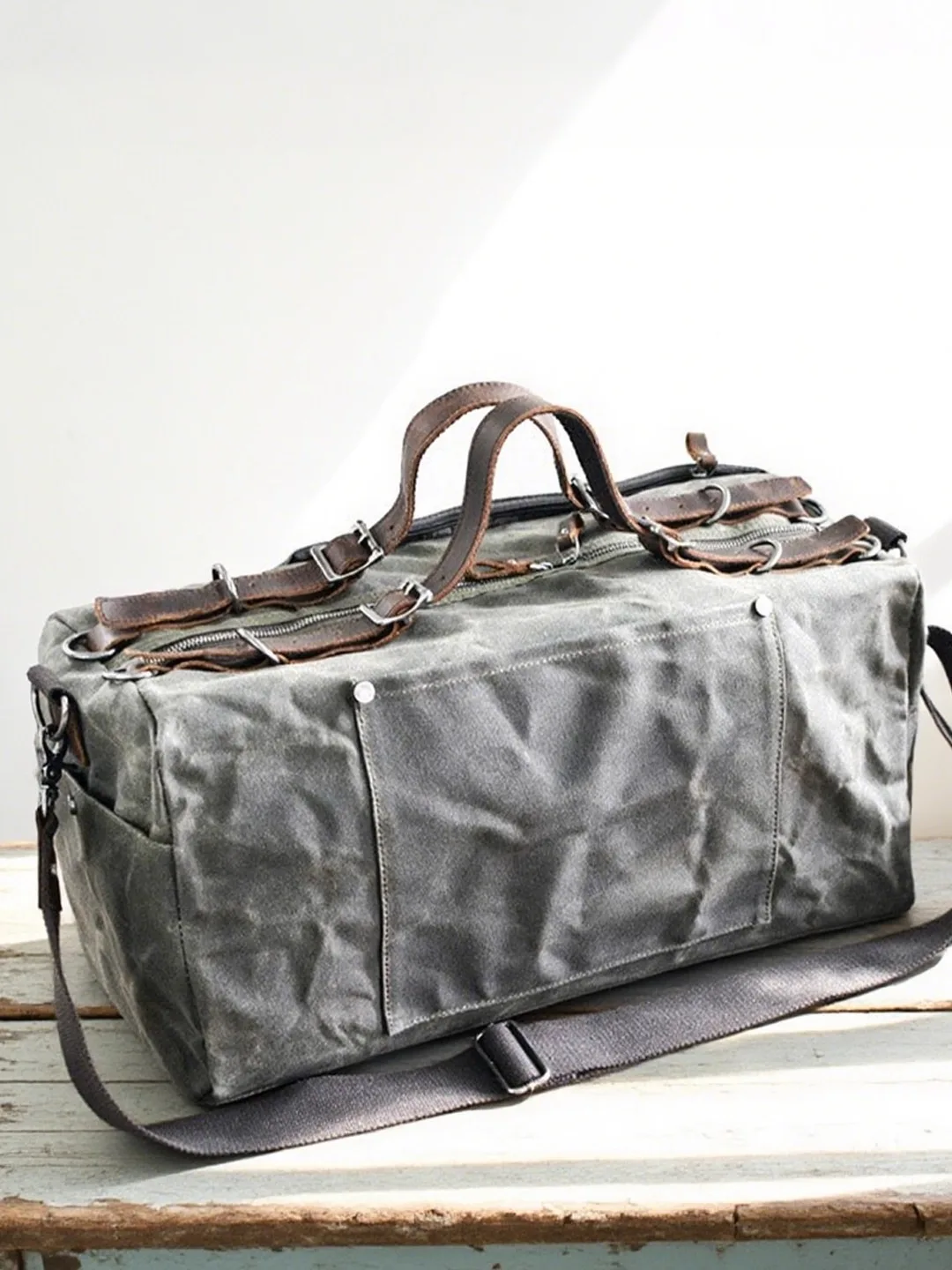

MUCHUAN Retro Canvas Travel Bag Large Capacity Luggage Handbag Single Shoulder Crossbody Bag for Men Youth Travel Bag