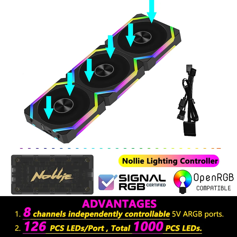 JUMPEAK CS120 ARGB Wentylator chłodzący 360 mm 240 mm Modułowe, sztaplowane, ciche wentylatory PWM 120 mm RGB do gier PC Chłodnica wodna — zdjęcie produktu 10
