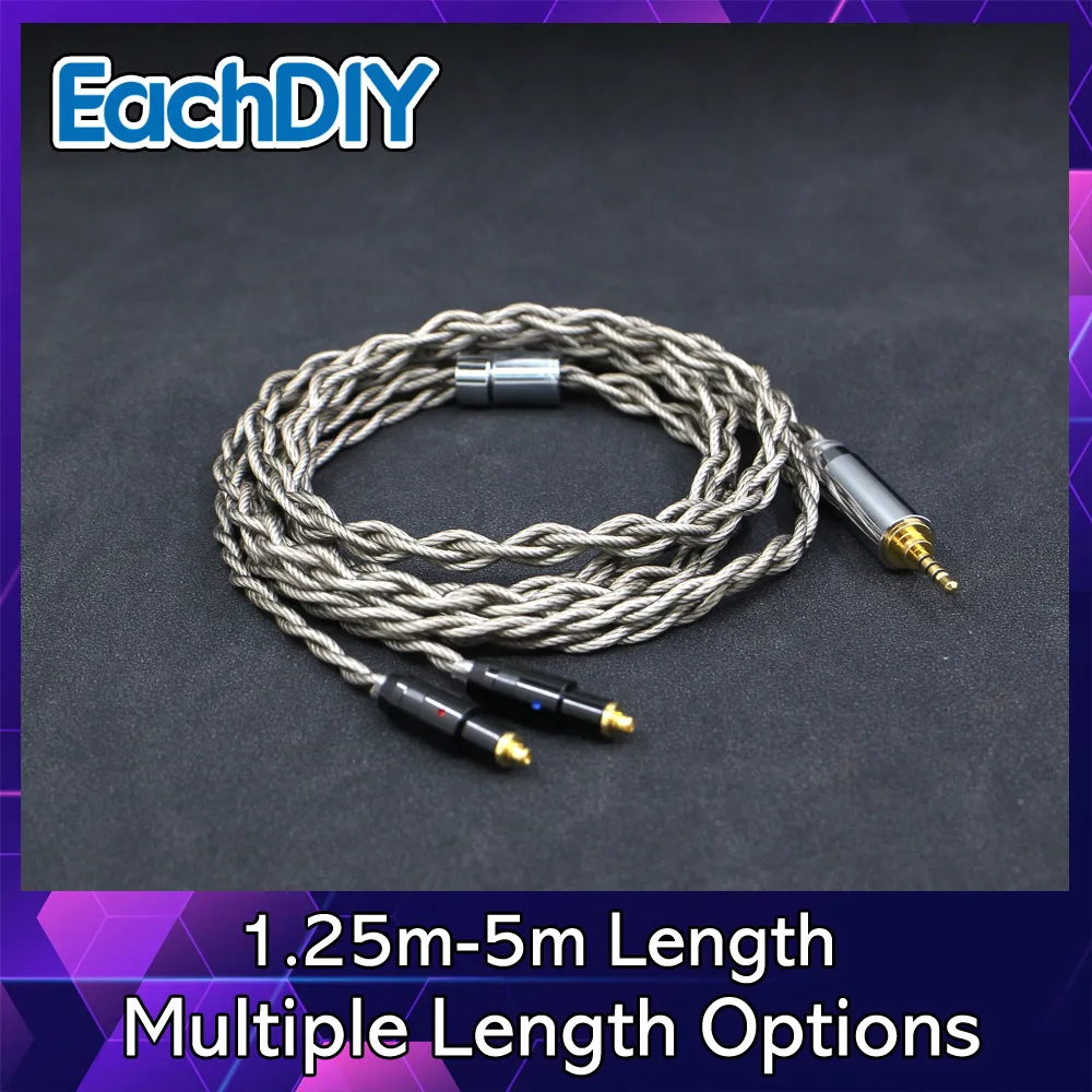 

99% Pure Silver + Graphene Silver Plated Shield Earphone Cable For Shure SRH1540 SRH1840 SRH1440 4 core 1.8mm LN007938