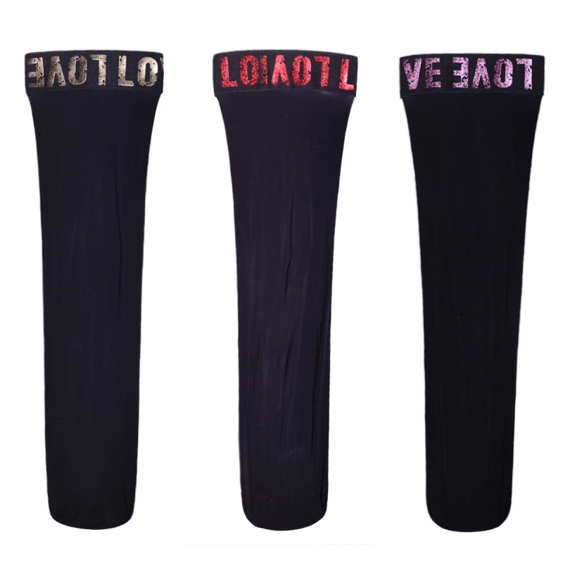 Sexy Oil Glossy Men Socks Business Casual 8D See Through Shiny Silk Thin Letter Male Stockings Knee-Highs Shaping Elastic Tights