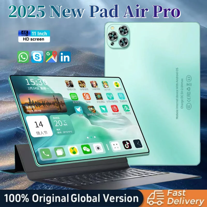 Brand New Pad Air Pro Global Version Android13 Tablet 11 Inch 16GB+1TB 20000mAh 5G Dual SIM Bluetooth WiFi GPS HD 4K Tablet PC