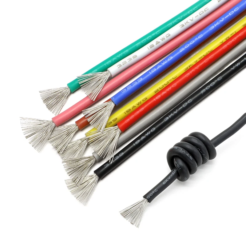 2/5M UL3239 Silicone Wire 30/28/26/24/22/20/18/16/14/12/10/08AWG Soft Rubber Insulated DIY LED Tinned Copper 3KV Electric Cables