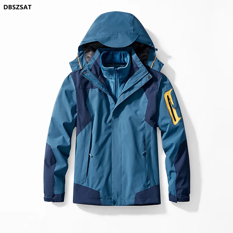 Jaqueta grossa de lã quente masculina, conjunto de duas peças, Parkas 3 em 1 masculino, casaco mais veludo, casual, outwear, outono, inverno